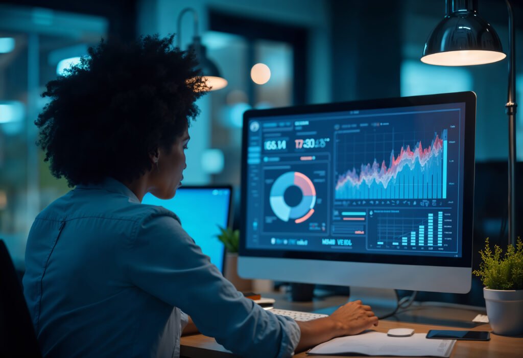 employee working marketing setting